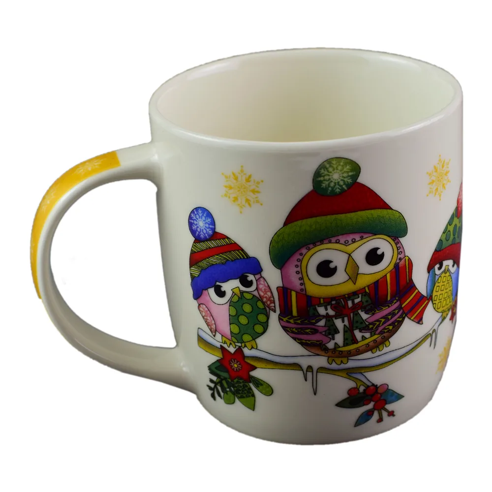 Cana de craciun realizata din ceramica - Design Craciun cu bufnite Cana de craciun realizata din ceramica - Design Craciun cu bufnite