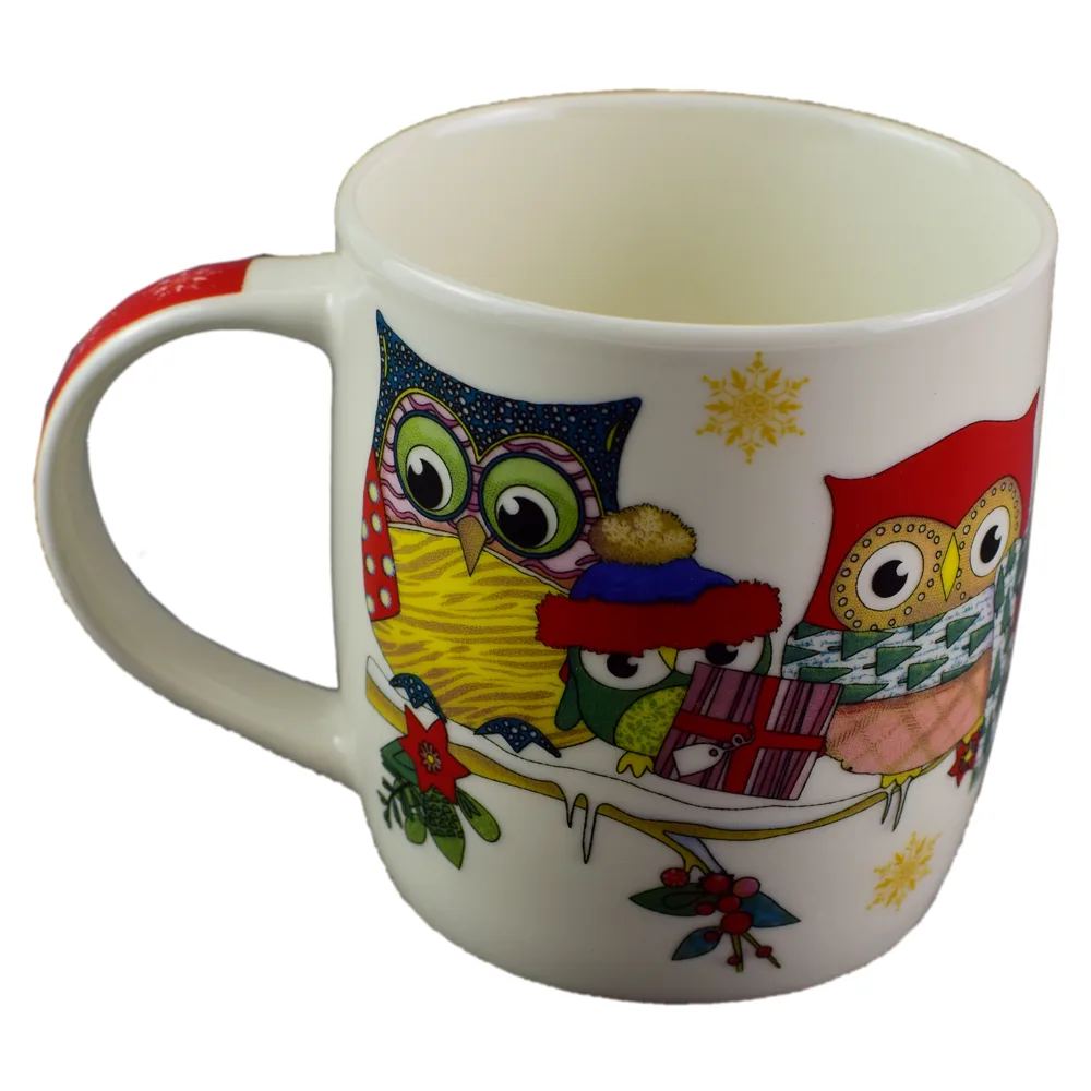 Cana de craciun realizata din ceramica - Design Craciun cu bufnite Cana de craciun realizata din ceramica - Design Craciun cu bufnite