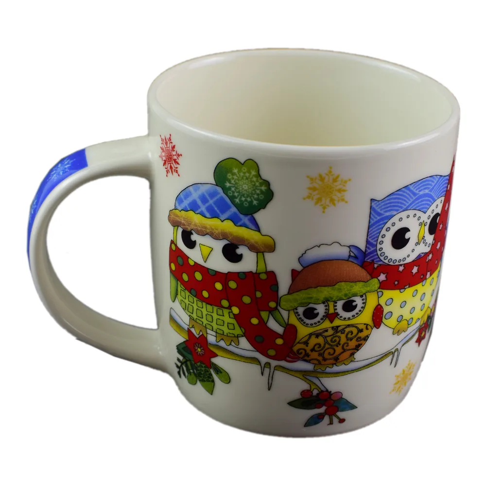 Cana de craciun realizata din ceramica - Design Craciun cu bufnite Cana de craciun realizata din ceramica - Design Craciun cu bufnite