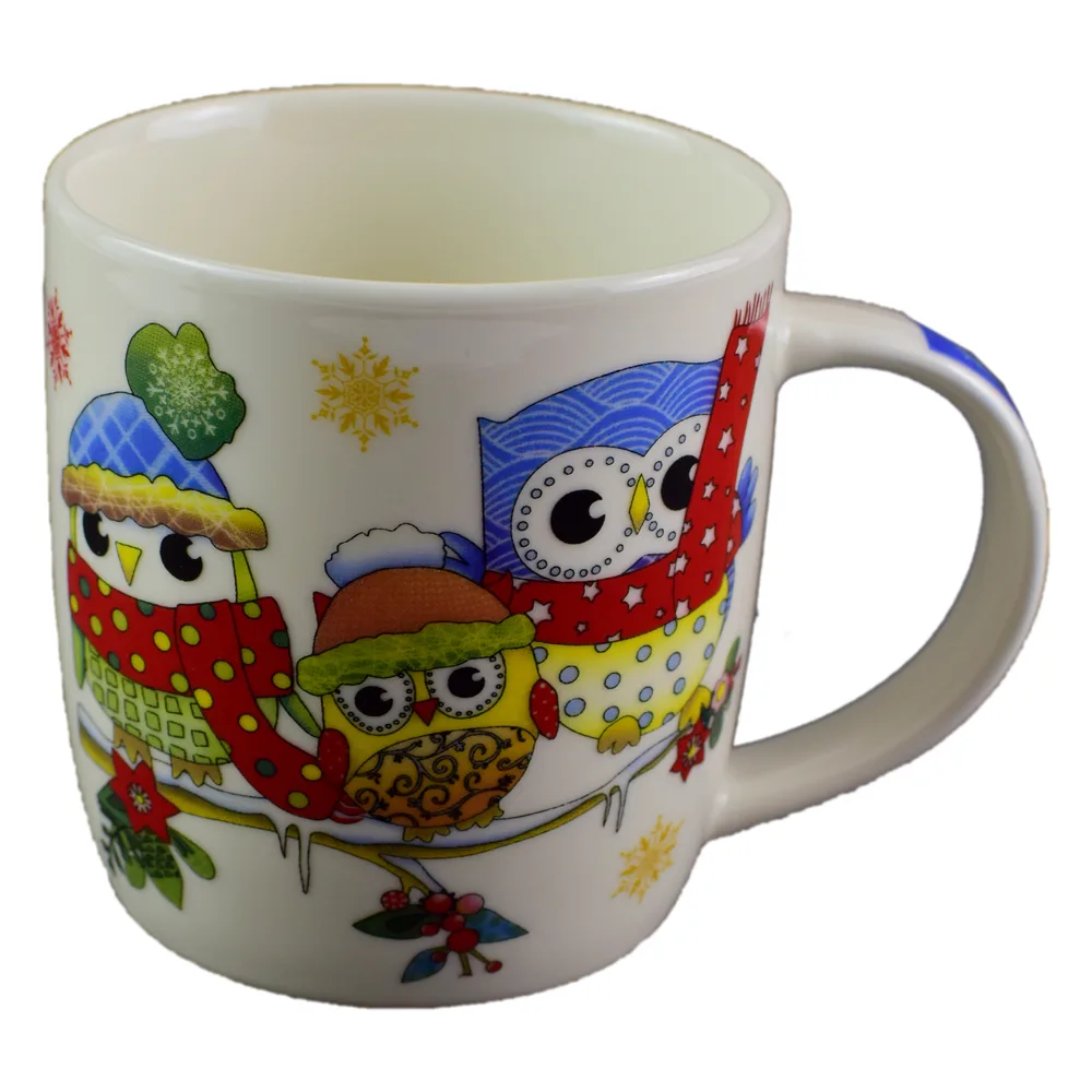 Cana de craciun realizata din ceramica - Design Craciun cu bufnite Cana de craciun realizata din ceramica - Design Craciun cu bufnite