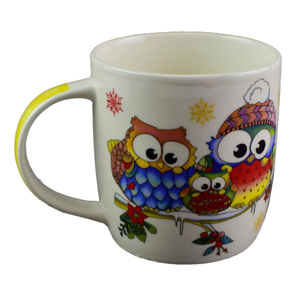 Cana de craciun realizata din ceramica - Design Craciun cu bufnite Cana de craciun realizata din ceramica - Design Craciun cu bufnite