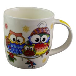 Cana de craciun realizata din ceramica - Design Craciun cu bufnite