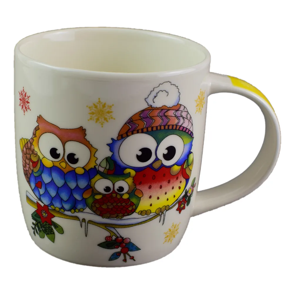 Cana de craciun realizata din ceramica - Design Craciun cu bufnite Cana de craciun realizata din ceramica - Design Craciun cu bufnite