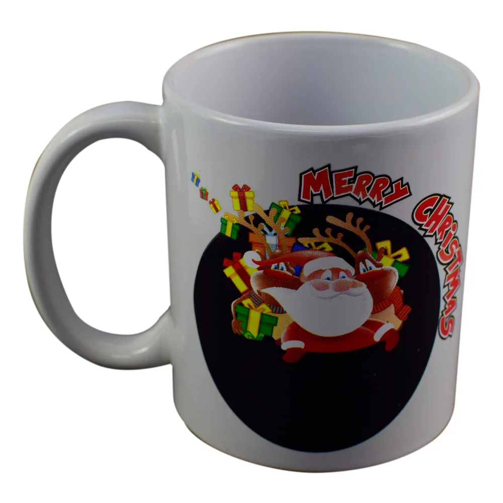 Cana de craciun termosensibila realizata din ceramica - Design cu Mos Craciun si mesajul "Merry Christmas" Cana de craciun termosensibila realizata din ceramica - Design cu Mos Craciun si mesajul "Merry Christmas"
