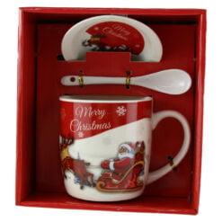 Cana cu farfurie si lingurita din ceramica "Merry Christmas"