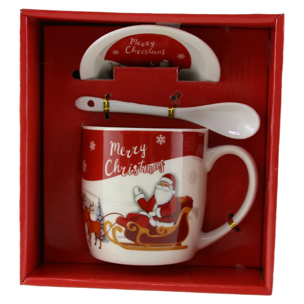 Cana cu farfurie si lingurita din ceramica "Merry Christmas"