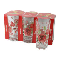 Set 6 pahare din sticla 250 ml cu model floral
