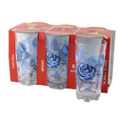 Set 6 pahare din sticla 250 ml cu model floral