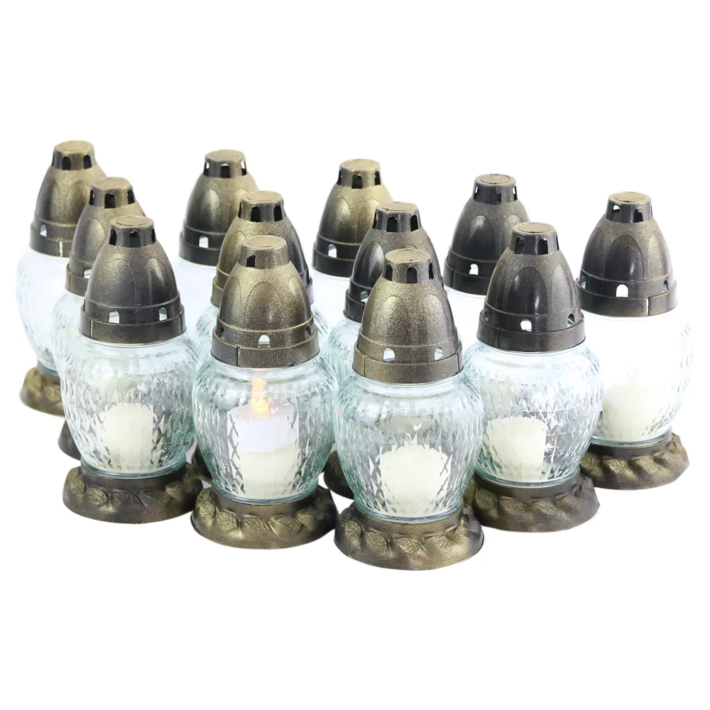 Set 12 candela din sticla cu capac 16 CM