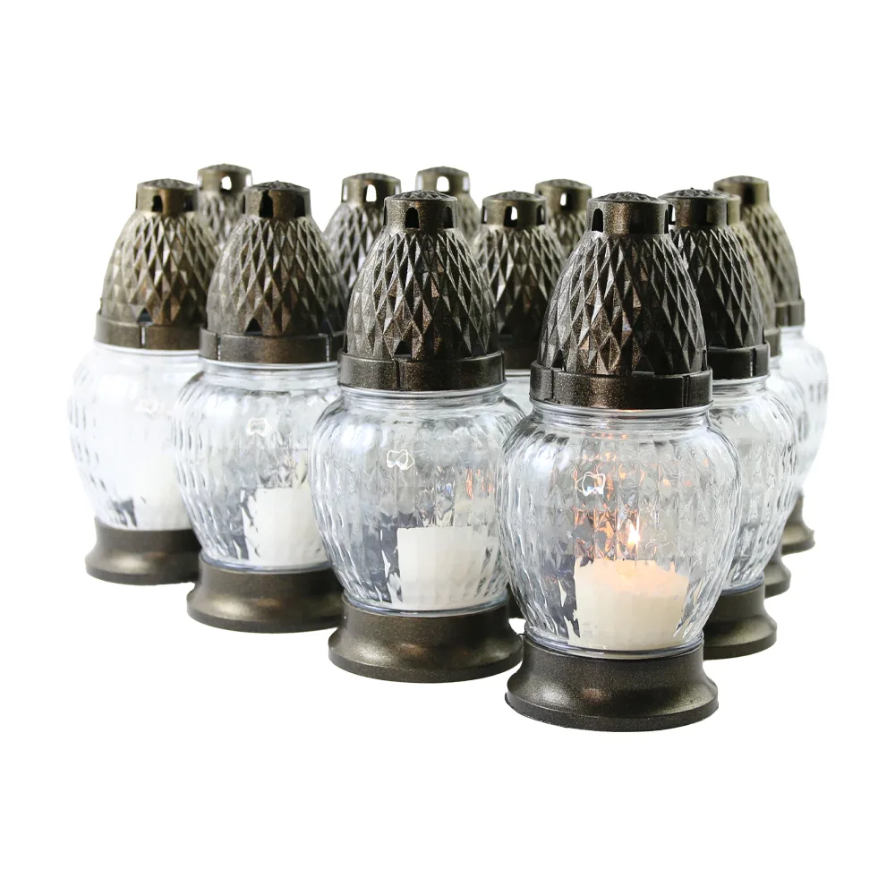 Set 12 candele din sticla pentru cimitir