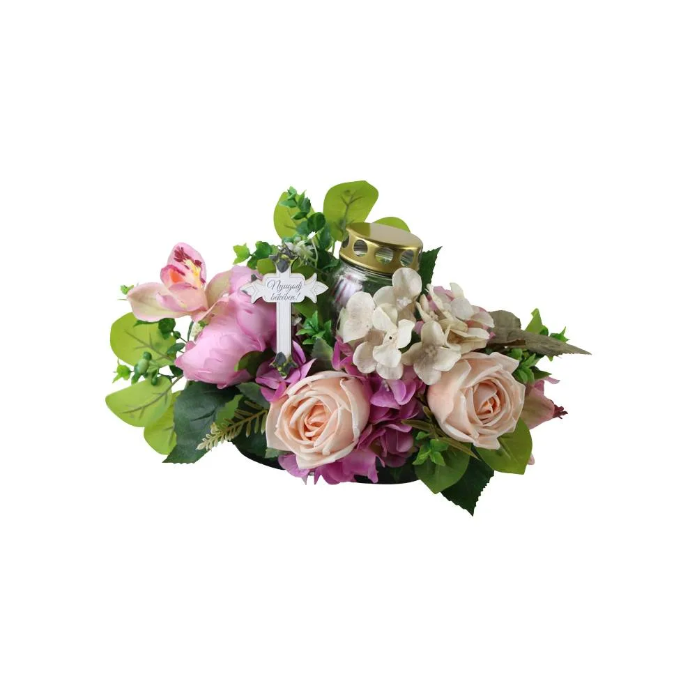 Aranjament floral pentru cimitir cu flori artificiale 40 cm Aranjament floral pentru cimitir cu flori artificiale 40 cm