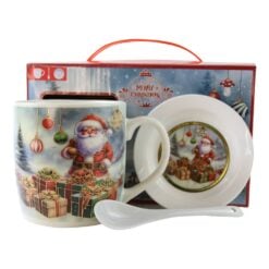 Cana de Craciun cu farfurioara si lingurita