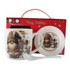 Cana de Craciun cu farfurioara si lingurita