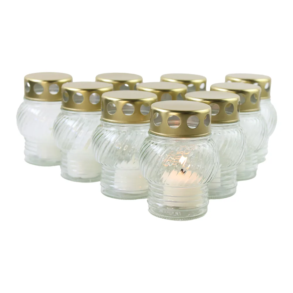 Set 10 candele din sticla pentru cimitir