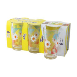 Set 6 pahare din sticla 250 ml cu model floral - Mansoura Glass