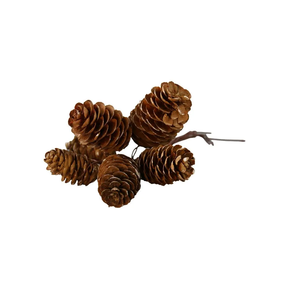 Pick decorativ cu 6 conuri de brad 13 cm Pick decorativ cu 6 conuri de brad 13 cm
