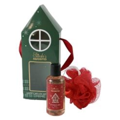 Set cadou de Craciun Santa's Favorites cu gel de dus 100 ml si burete de baie