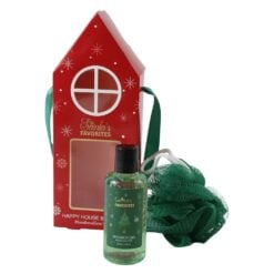 Set cadou de Craciun Santa's Favorites cu gel de dus 100 ml si burete de baie