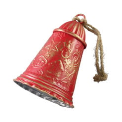 Clopotel decorativ de Craciun din metal 13.5x21 cm