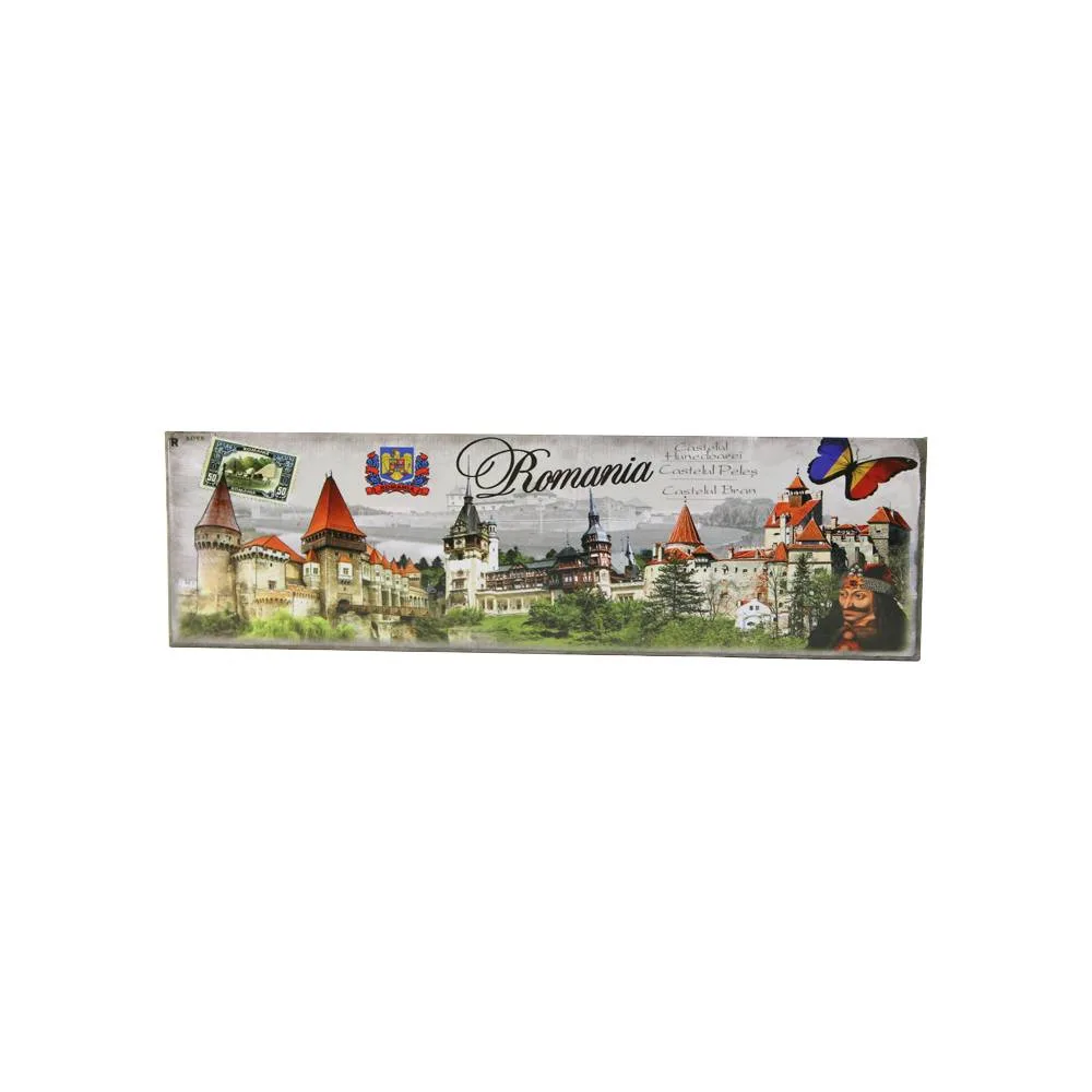 Magnet de frigider suvenir din plastic "Romania" 17 x 5 cm