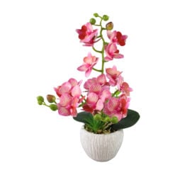 Orhidee artificiala roz in ghiveci de beton 35 cm
