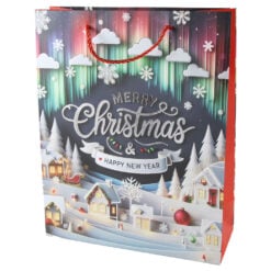 Punga cadou de Craciun 26x32 cm "Merry Christmas & Happy New Year"