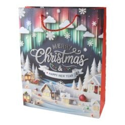 Punga cadou de Craciun 26x32 cm "Merry Christmas & Happy New Year"