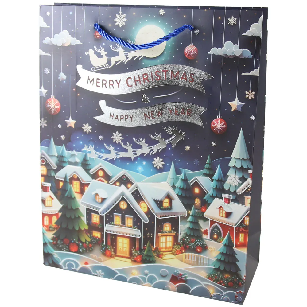 Punga cadou de Craciun 26x32 cm "Merry Christmas & Happy New Year"