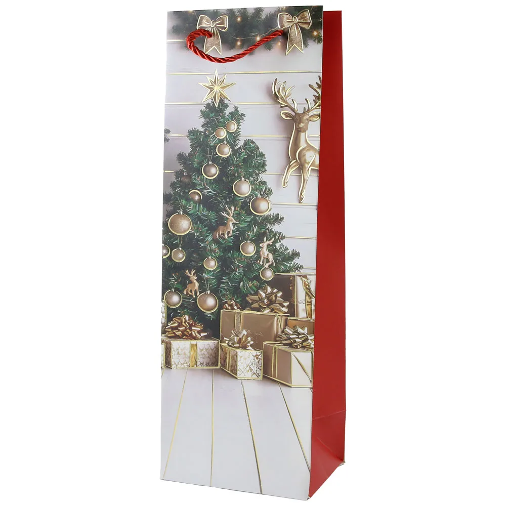 Punga cadou de Craciun pentru bauturi 12x35 cm
