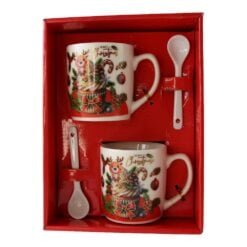Set 2 cani de Craciun cu lingurite