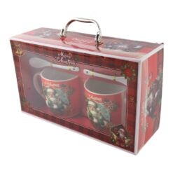 Set 2 cani de Craciun cu farfurioare si lingurite