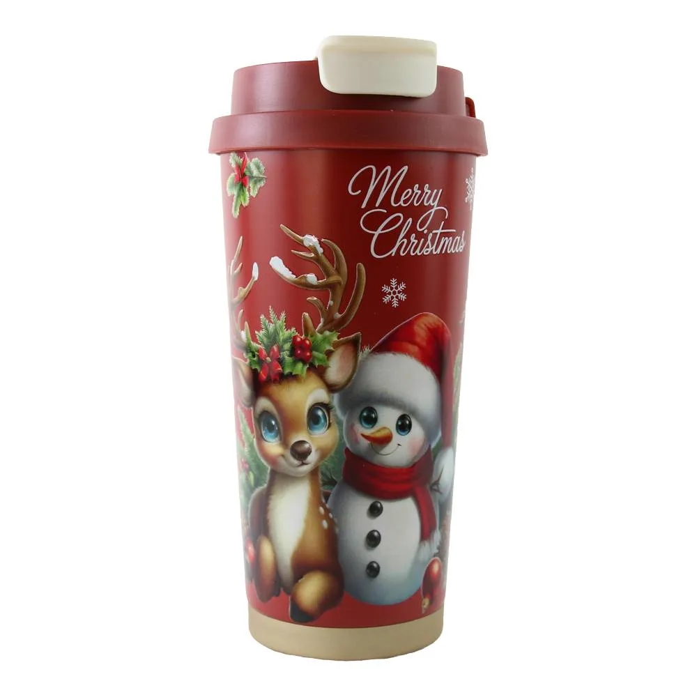 Pahar termos de Craciun 450 ml cu capac Pahar termos de Craciun 450 ml cu capac