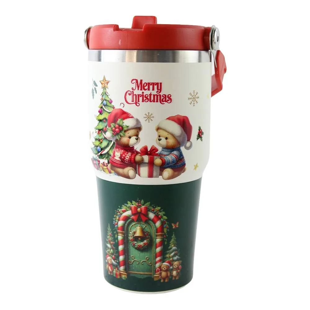 Pahar termos de Craciun 700 ml cu capac si maner Pahar termos de Craciun 700 ml cu capac si maner