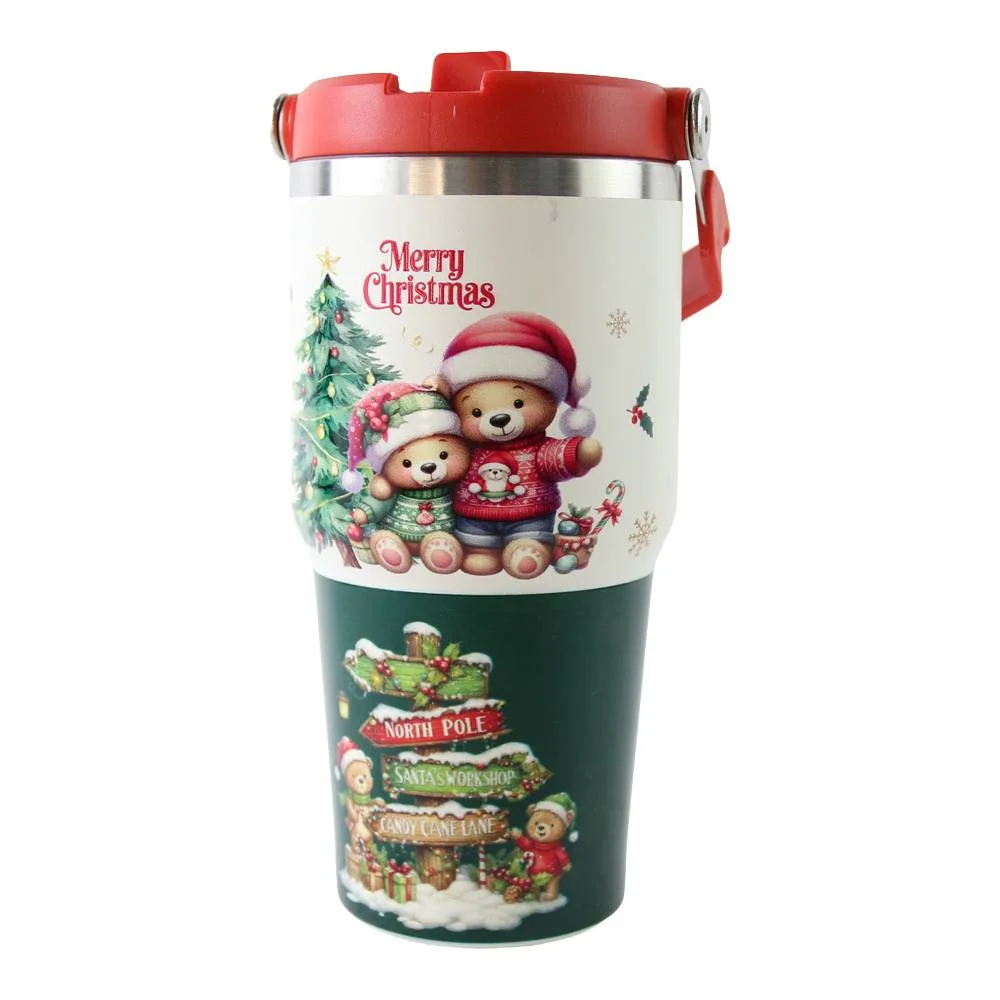Pahar termos de Craciun 700 ml cu capac si maner Pahar termos de Craciun 700 ml cu capac si maner