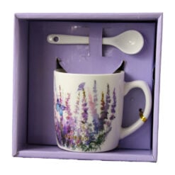 Cana din ceramica cu lingurita "Lavender" 200 ml