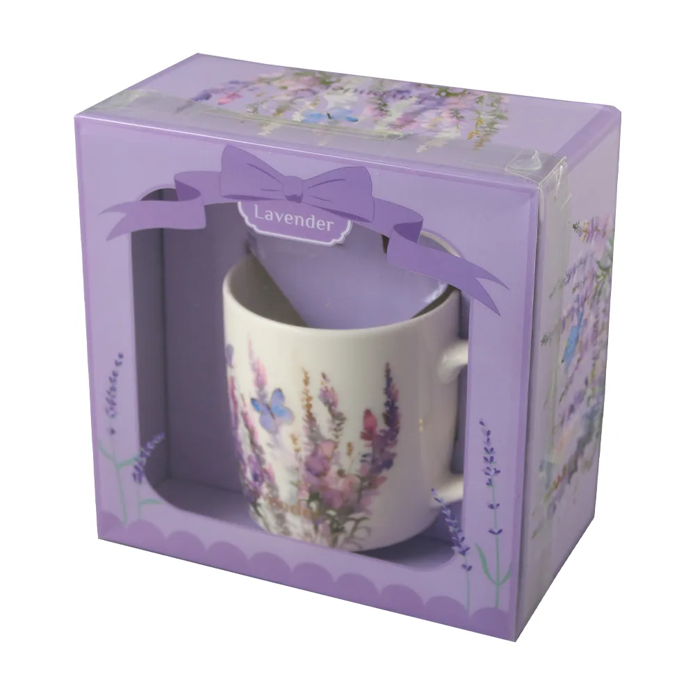 Cana din ceramica cu lingurita "Lavender" 200 ml Cana din ceramica cu lingurita "Lavender" 200 ml