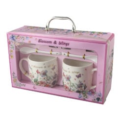 Set 2 cani din ceramica cu farfurii si lingurite