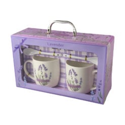Set 2 cani din ceramica cu farfurii si lingurite