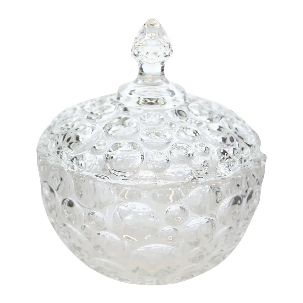 Bomboniera din sticla cu capac 12 x 7/14 cm Bomboniera din sticla cu capac 12 x 7/14 cm