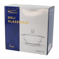 Bol din sticla cu capac 18.5 x 14 cm