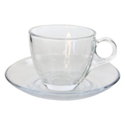 Set de 6 cesti din sticla cu farfurii 170 ml