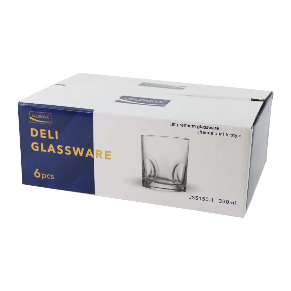 Set de 6 pahare din sticla pentru whisky 330 ml Set de 6 pahare din sticla pentru whisky 330 ml