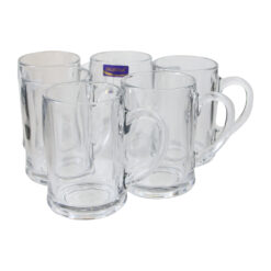 Set de 6 cani din sticla transparenta 380 ml