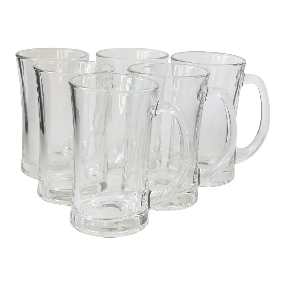 Set de 6 cani din sticla transparenta 320 ml