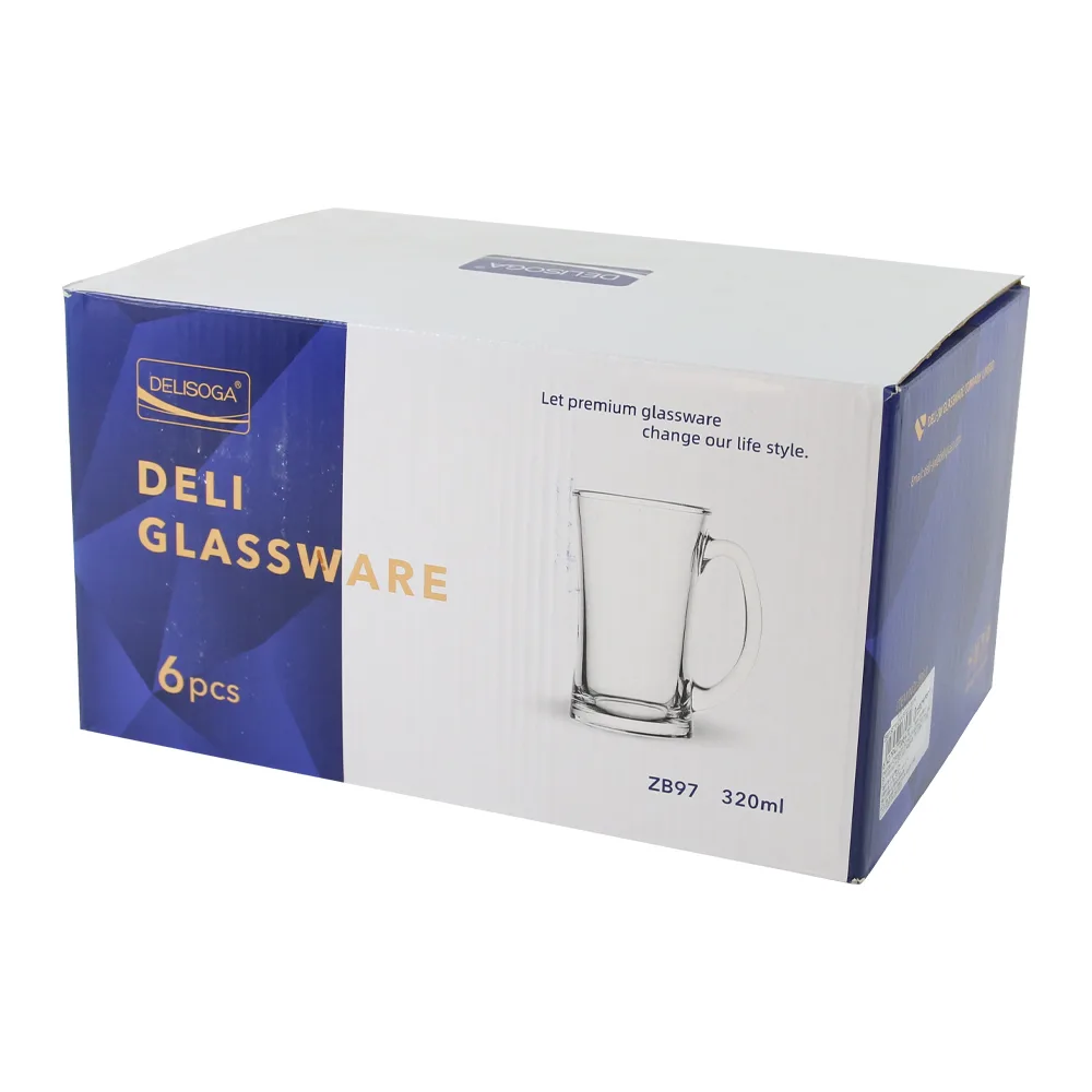 Set de 6 cani din sticla transparenta 320 ml