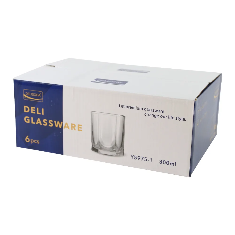 Set de 6 pahare din sticla pentru whisky 300 ml Set de 6 pahare din sticla pentru whisky 300 ml