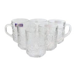 Set de 6 cani din sticla transparenta 240 ml