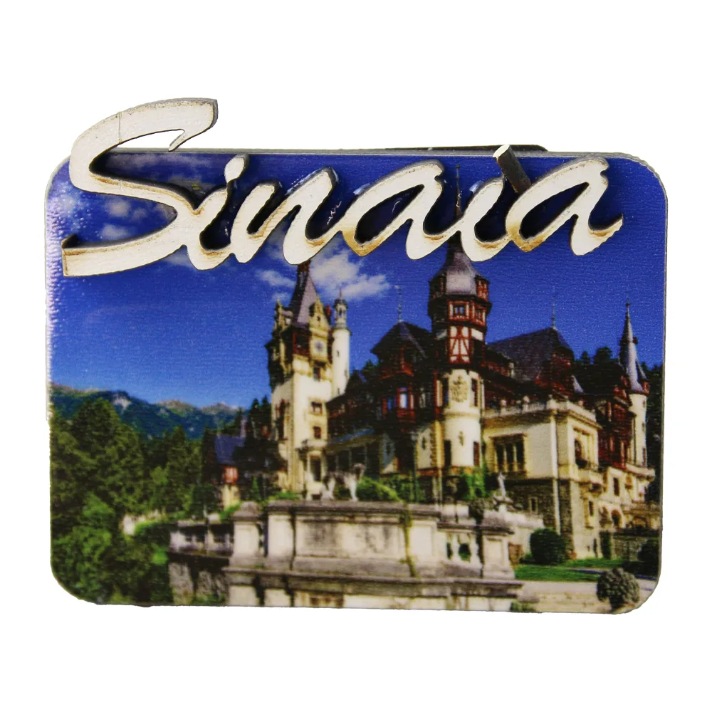 Magnet de frigider din lemn Sinaia 7.5 x 6 cm