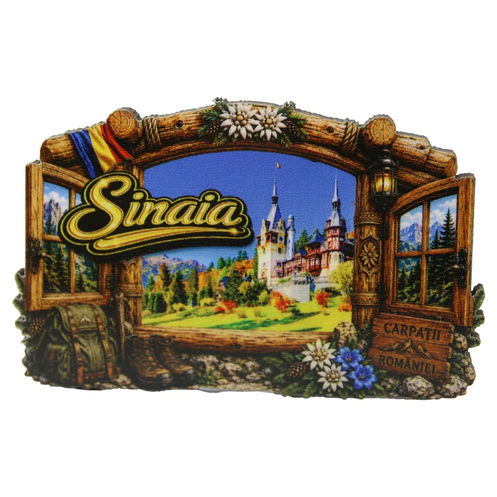 Magnet de frigider din lemn Sinaia 9.5 x 6 cm