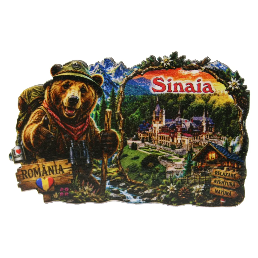 Magnet de frigider din lemn Sinaia 9.5 x 6 cm